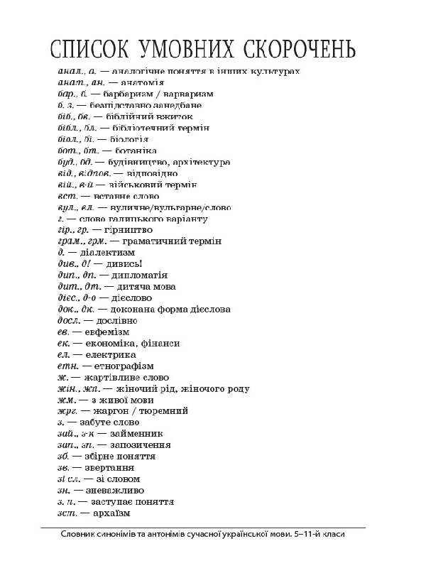 НУШ Словник синонімів та антонімів сучасної української мови. 5–11-й класи