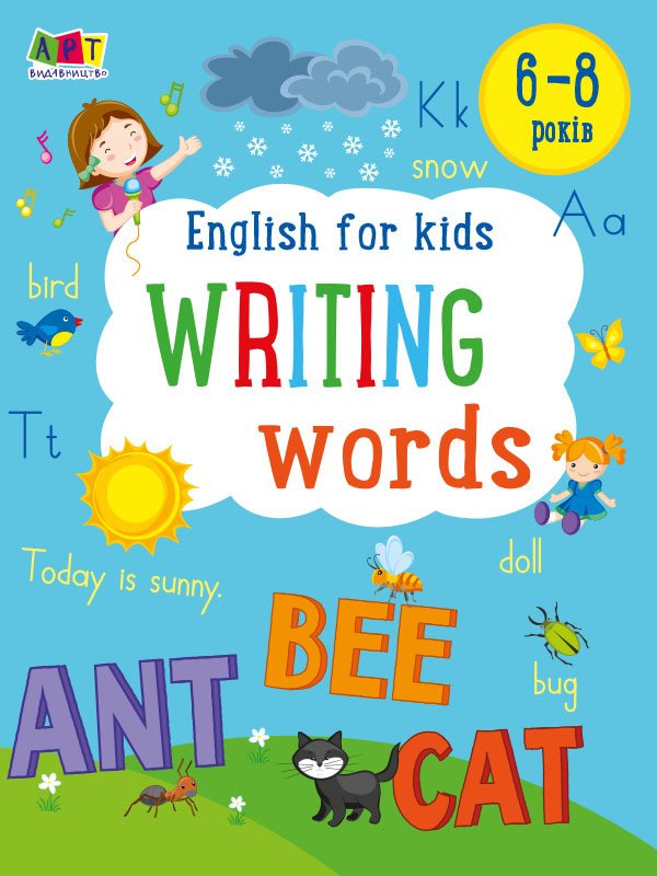 Writing words. English for kids