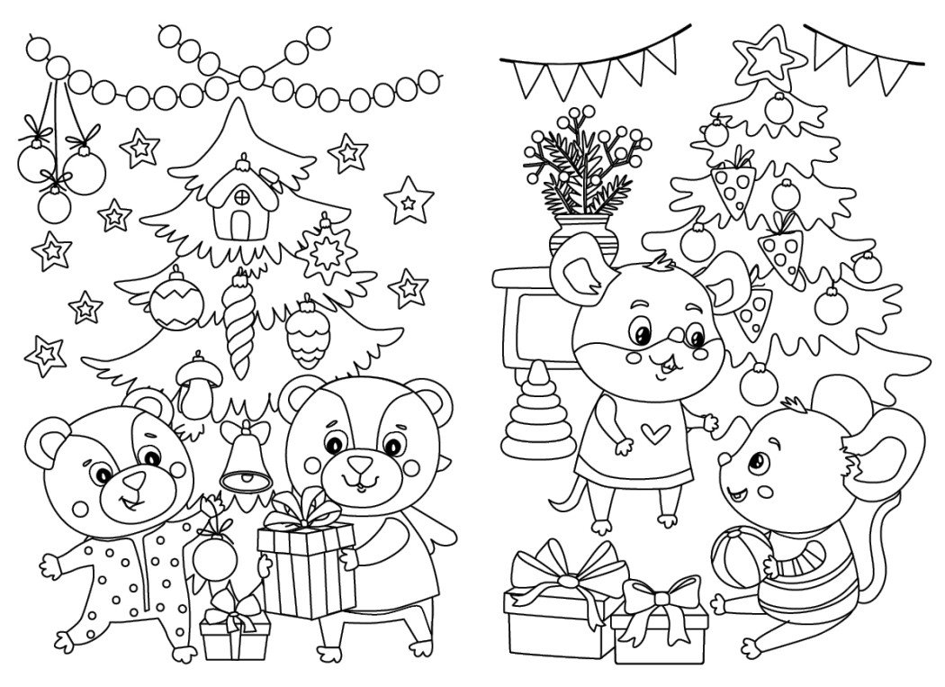 Зимові розмальовки з наліпками. Різдво в лісі