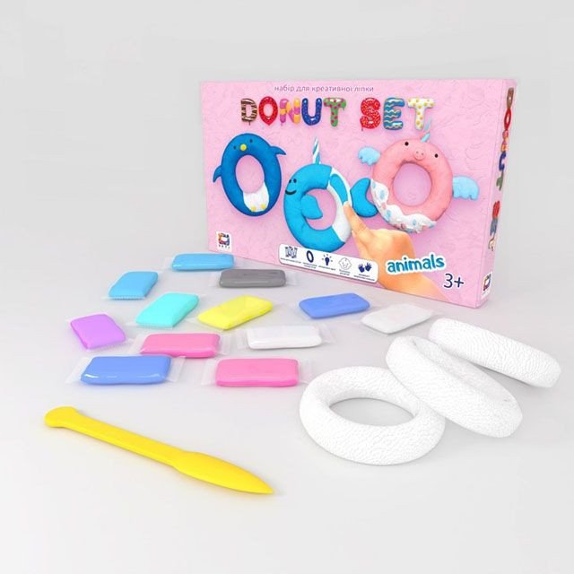 Набір для креативної ліпки Moon Light Clay «Donut Set ANIMALS» (12 стіків, 8 кольорів)