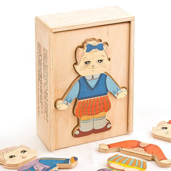 Деревянная игрушка-пазл «Одеваем кошечку»