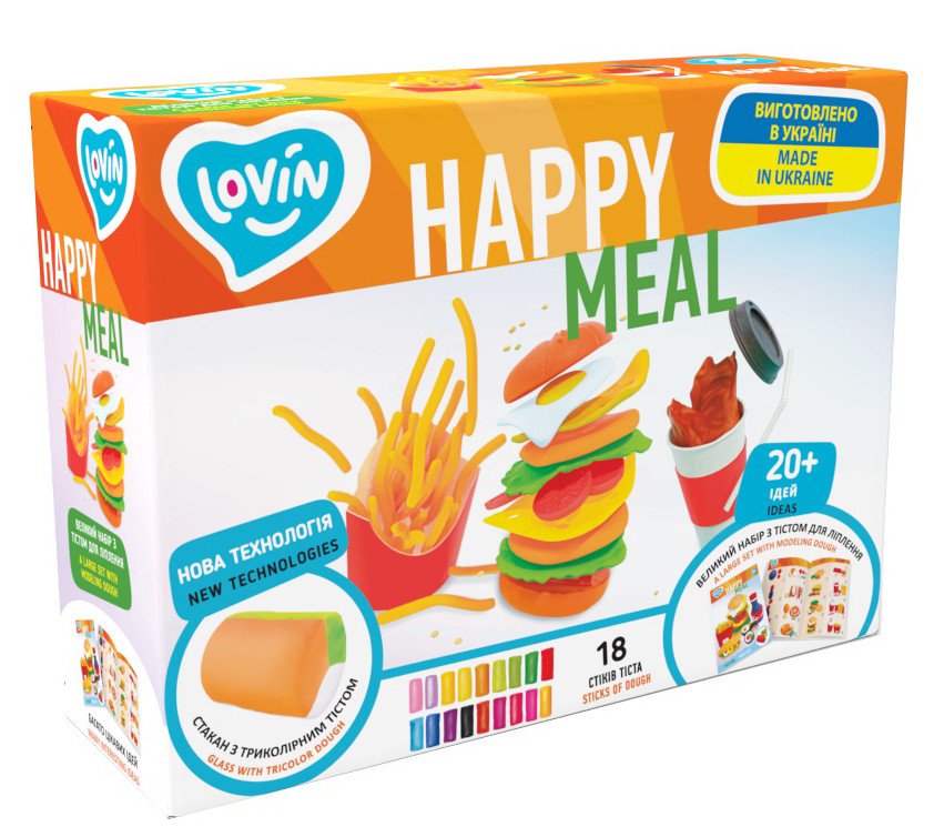 Набір для ліплення з тістом Lovin «Happy Meal» (18 кольорів)