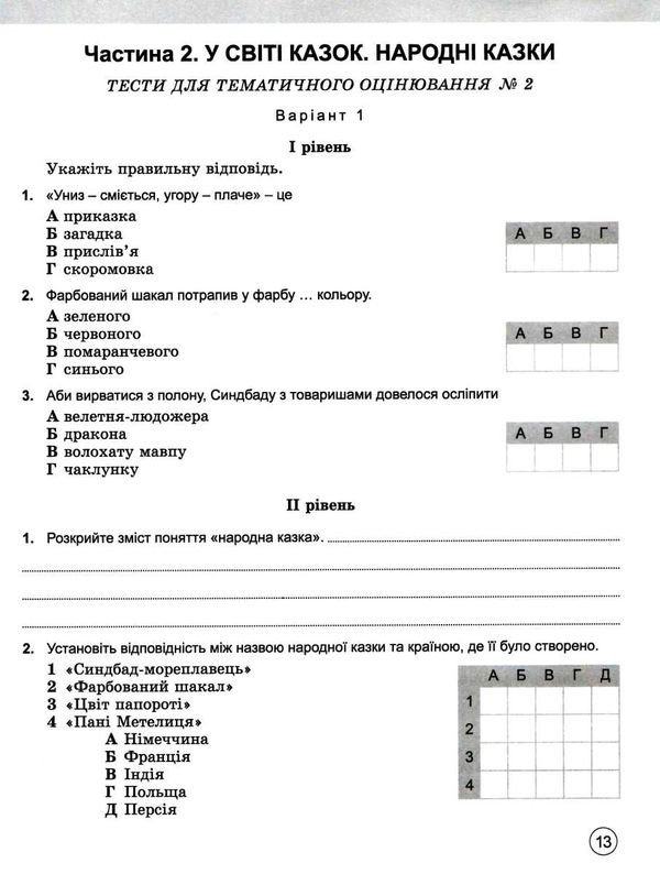 НУШ Зарубіжна література. 5 клас. Зошит для контрольних і самостійних робіт (2022)