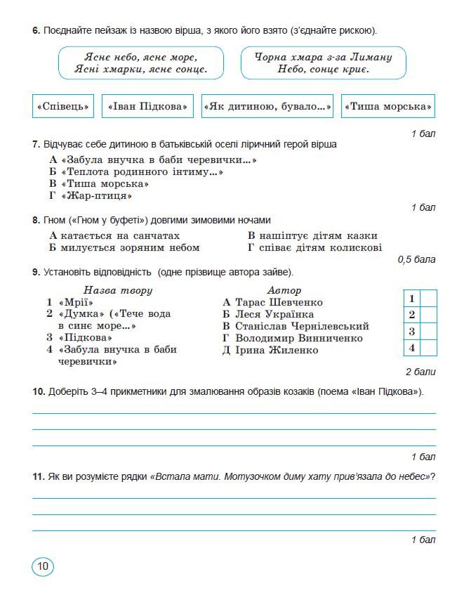 НУШ Українська література. 6 клас. Зошит для підсумкового оцінювання та проєктної діяльності (2023)
