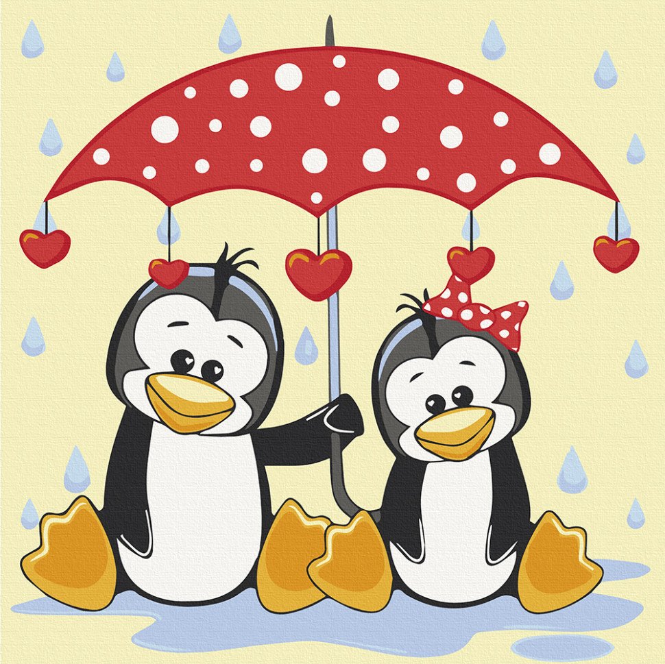 Набір для розпису «Пінгвіни під парасолькою»