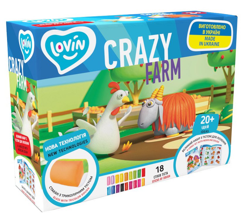 Набір для ліплення з тістом Lovin «Crazy Farm» (18 кольорів)